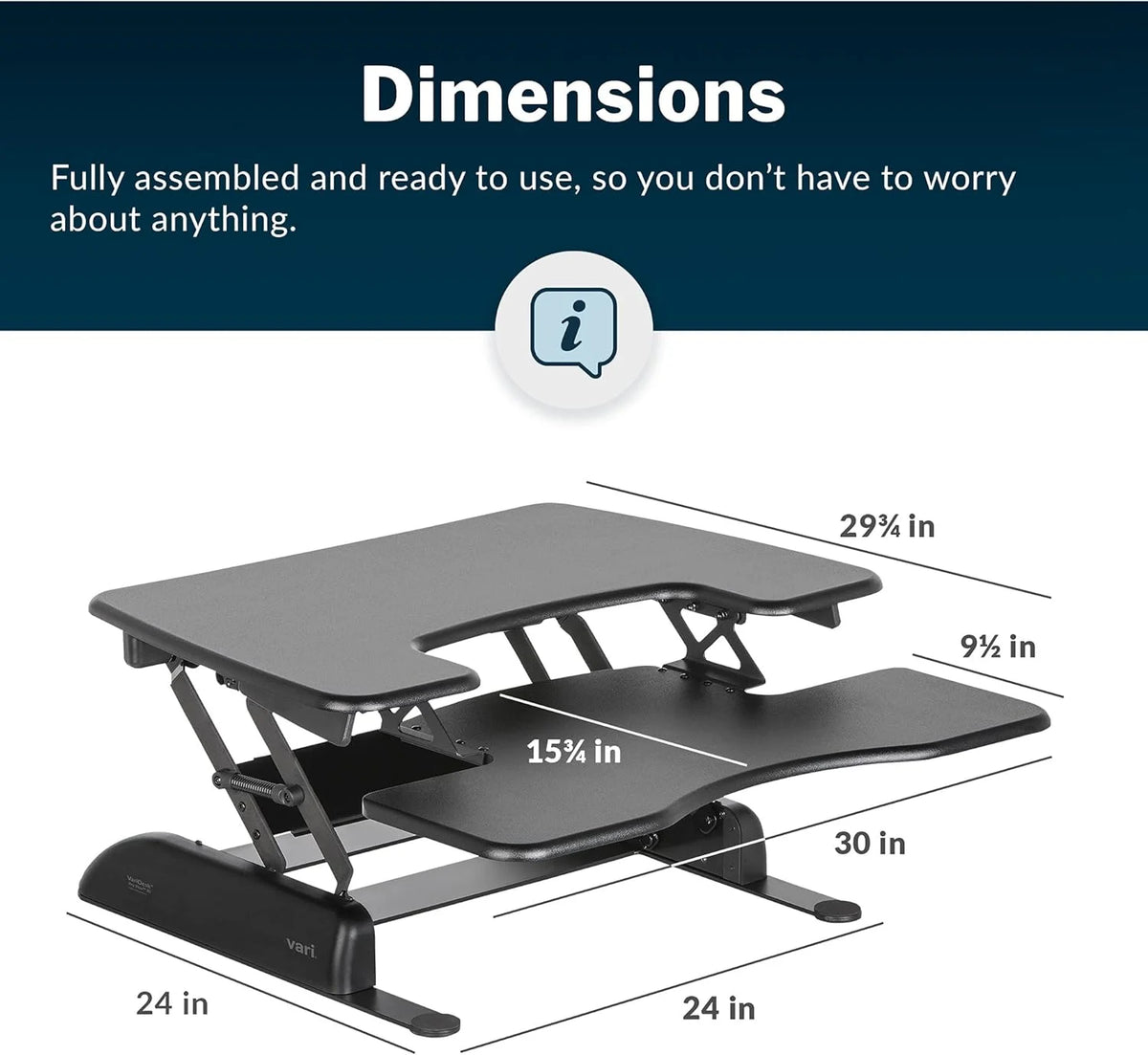 Black Two-Tier Height Adjustable Standing Desk Converter O79013