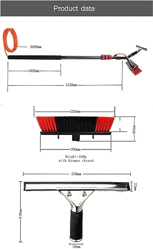 Water Fed Telescopic Window Cleaning Pole Kit with Squeegee Brush E70037