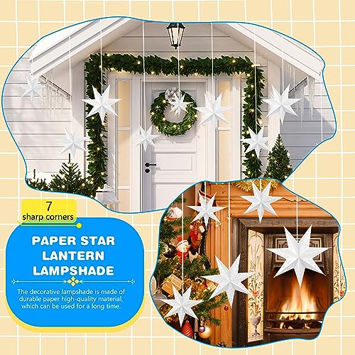 7-Piece Christmas Paper Lanterns White 10 12 14 18 Inch D3124