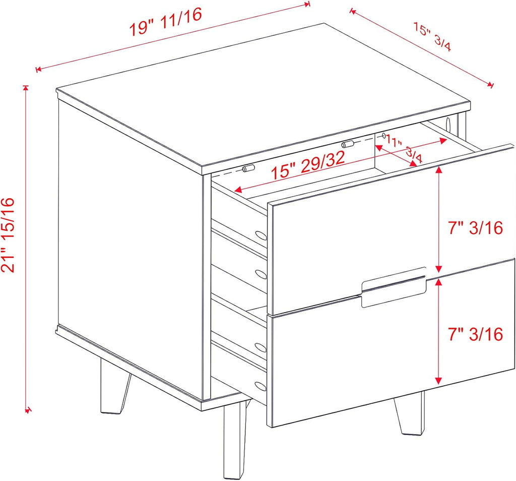 Caramel 2 Drawer Wood Nightstand Side Table A550