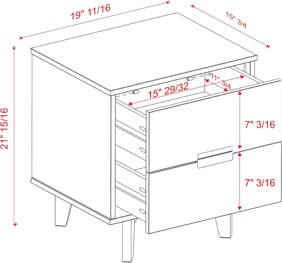 Caramel 2 Drawer Wood Nightstand Side Table A550