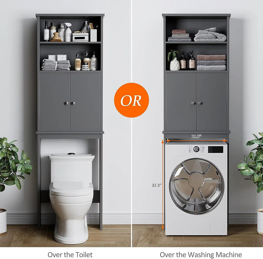 Over The Toilet Storage Cabinet with Adjustable Shelf, 75in, Gray J99338