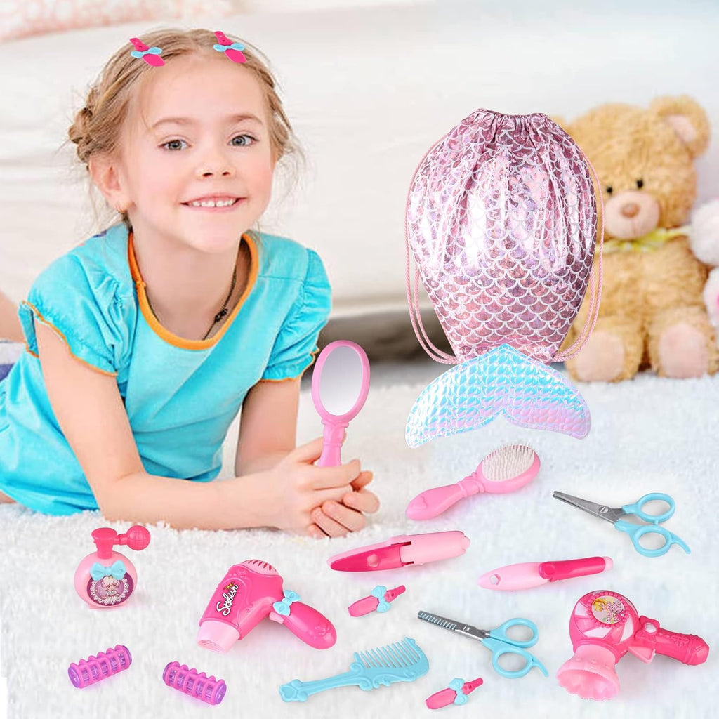 Kids Hair Salon Toy Set with Hair Dryer Hair Curler and Beauty Accessories R3643
