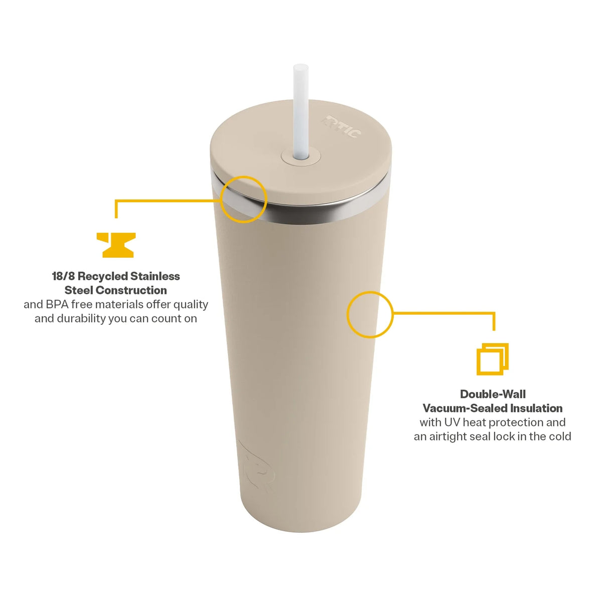 28 oz Ceramic Lined Tumbler with Straw Lid T950962