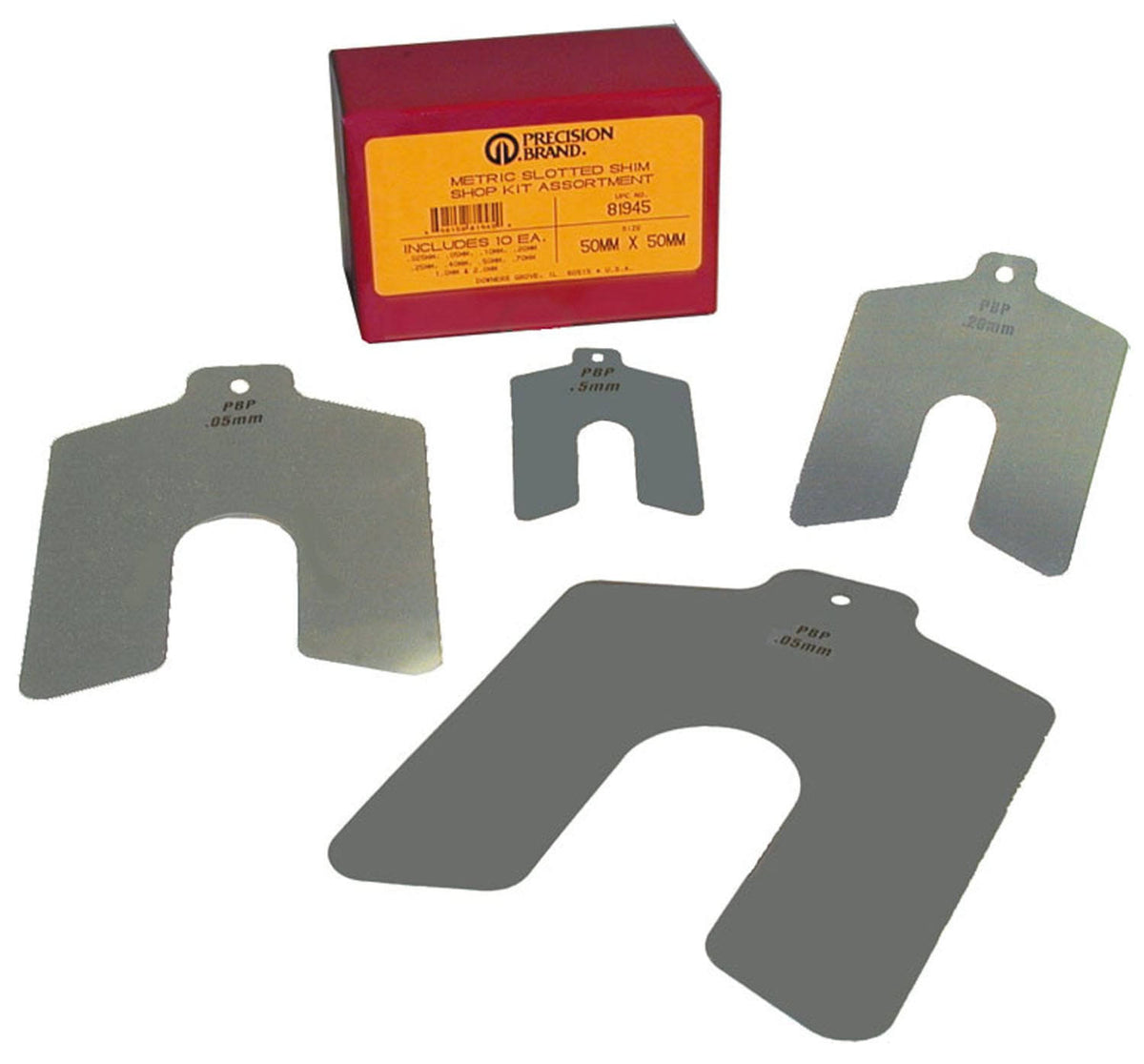 100mm x 100mm Stainless Steel Metric Slotted Shim, 100 Piece Kit Y9824
