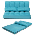 Teal Blue Foldable Floor Sofa Bed with Cloth Cover J30932