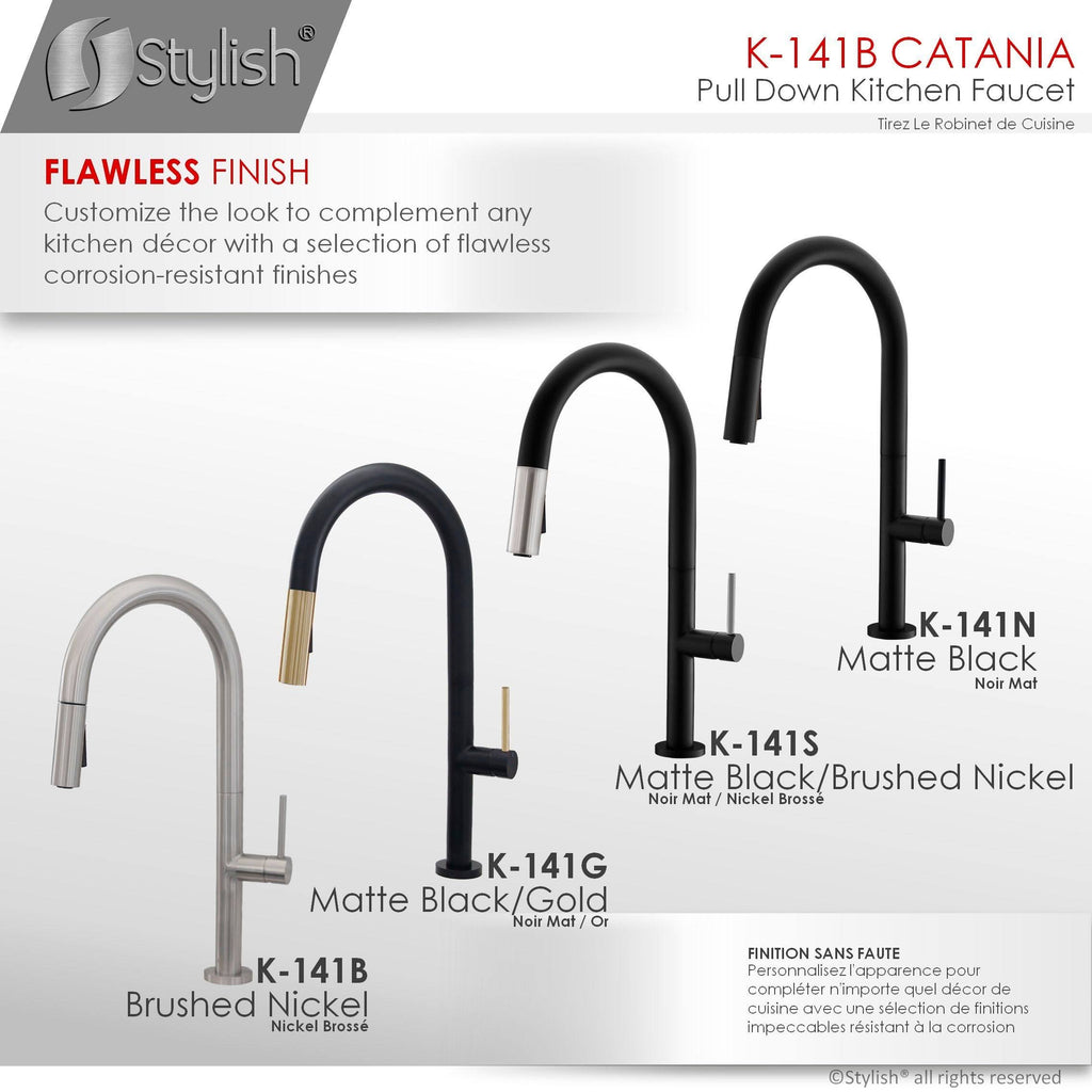 Brushed Nickel Pull Down Single Handle Kitchen Faucet N415