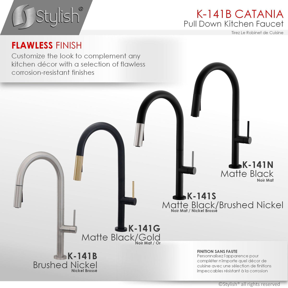 Brushed Nickel Pull Down Single Handle Kitchen Faucet N415