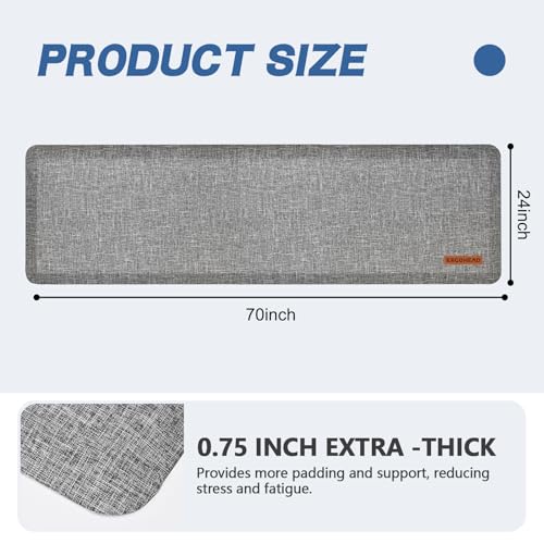 Anti Slip 7/8 inchs Anti Fatigue Kitchen Floor Mat, Waterproof Kitchen Runner (Light Gray, 17.3" x 39") P591590