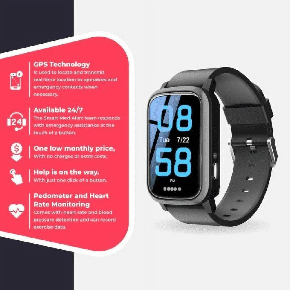 Medical Alert 4G Cellular Rectangular Smart Watch S6257