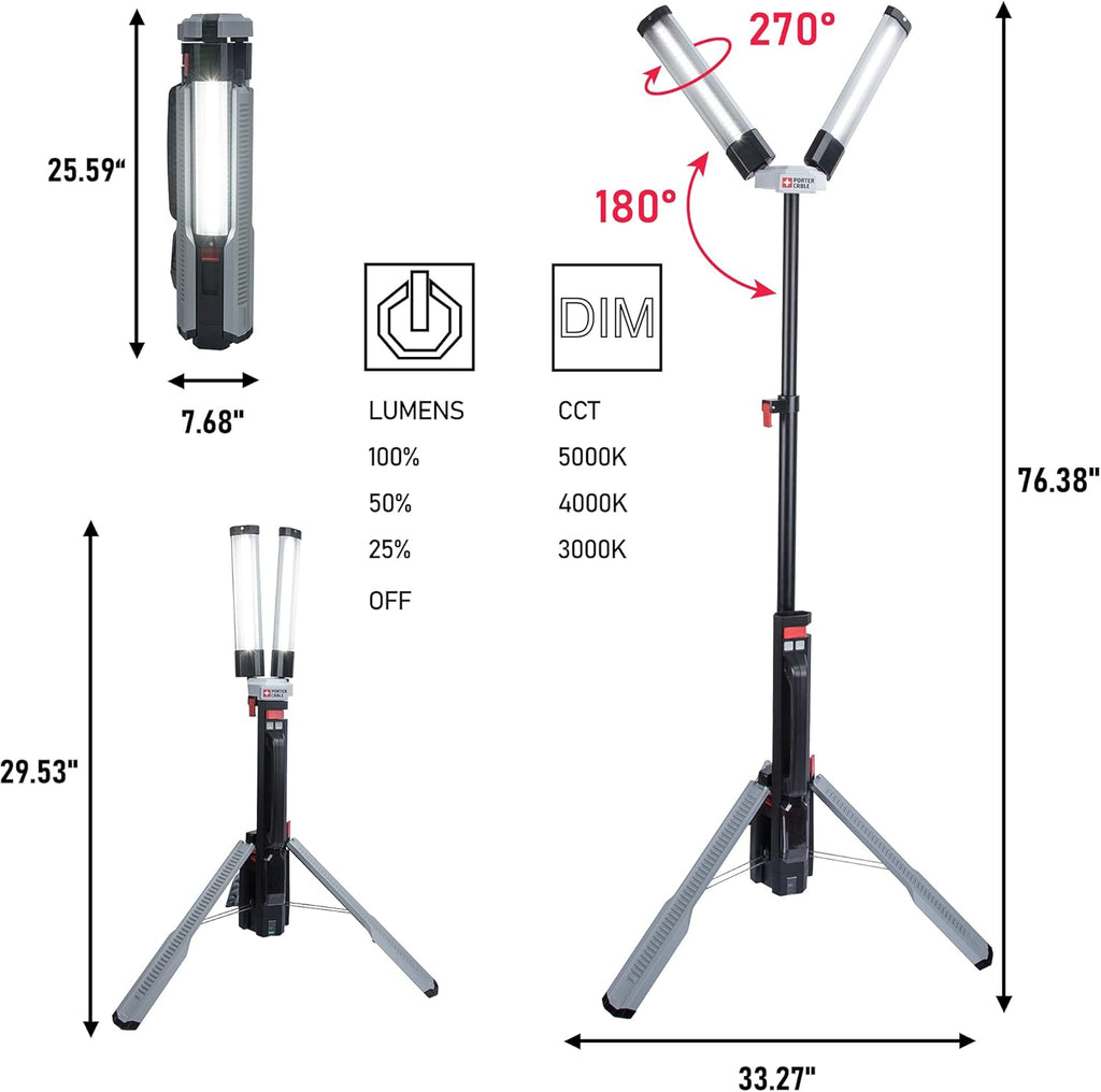 4000 Lumen Rechargeable LED Work Light with Stand T9291
