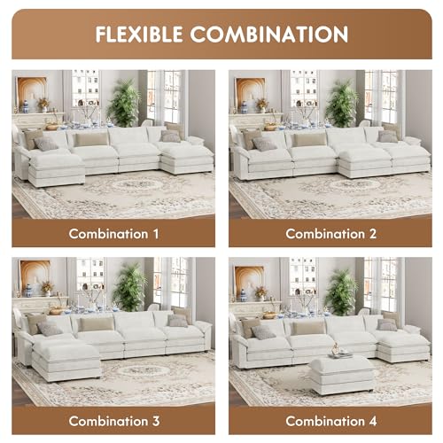 Grey Chenille U Shaped Modular Sectional Sofa with Ottoman V583