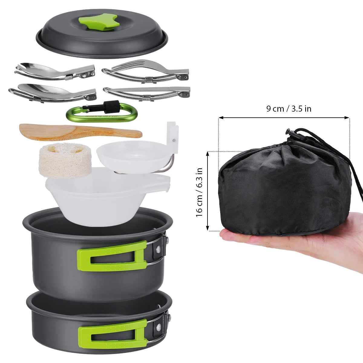 15 Pcs Non Stick Camping Cookware Set S15255