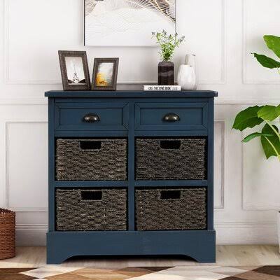Antique Navy 6 Drawers Accent Cabinet X889