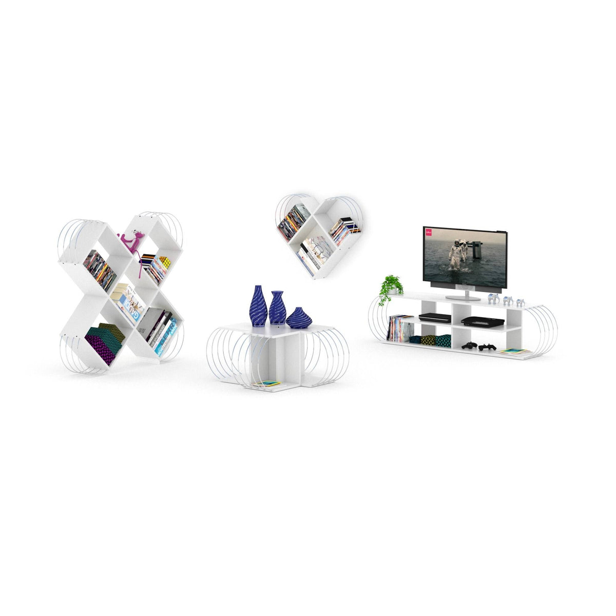 White-Chrome TV Unit M813595