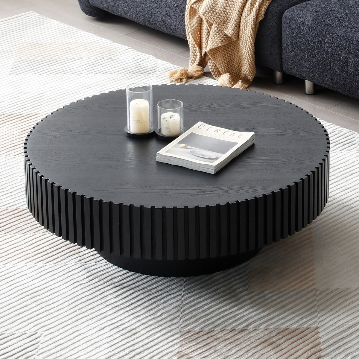 Black MDF Round Coffee Table Q210344