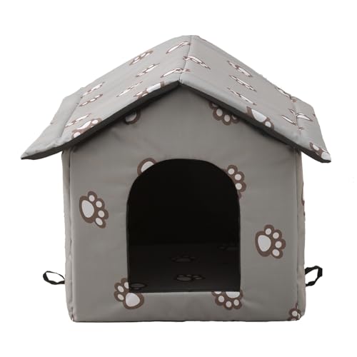 Black Weatherproof Insulated Cat House with Transparent Curtain D31628