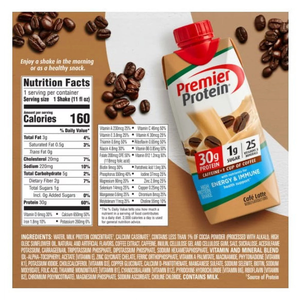 18-pack 11 fl oz Cafe Latte Protein Shakes T62581
