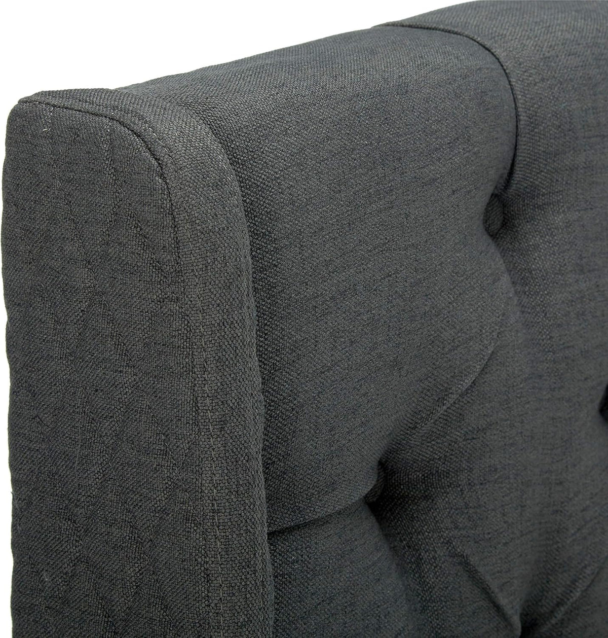 Queen Dark Gray Black Tufted Fabric Headboard B7169