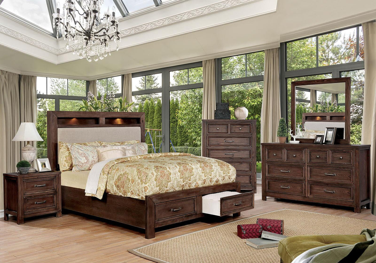 Dark Oak Solid Wood King Bedroom Set 5pcs K481