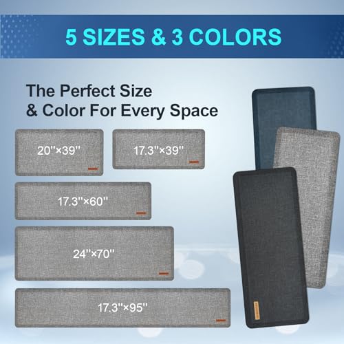 Anti Slip 7/8 inchs Anti Fatigue Kitchen Floor Mat, Waterproof Kitchen Runner (Light Gray, 17.3" x 39") P591590