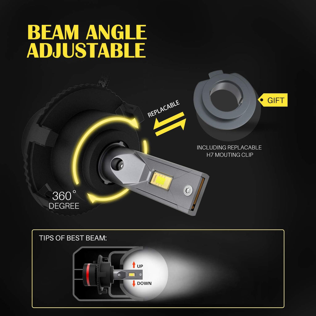H7 LED Headlight Bulbs with Adapters 2 Pack Q32124