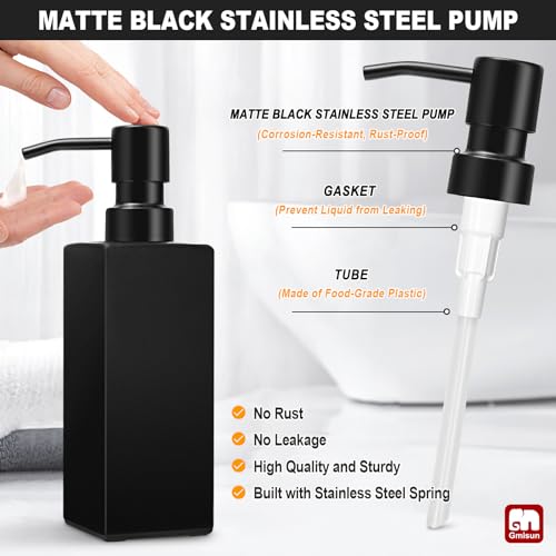 Clear Glass Soap Dispenser with Stainless Steel Pump, 12oz W548