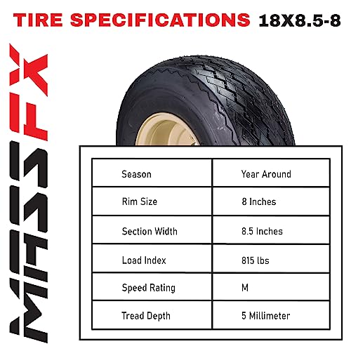 Set of 4 18x8.5-8 Beige Golf Cart Wheels and Tires Combo S476954