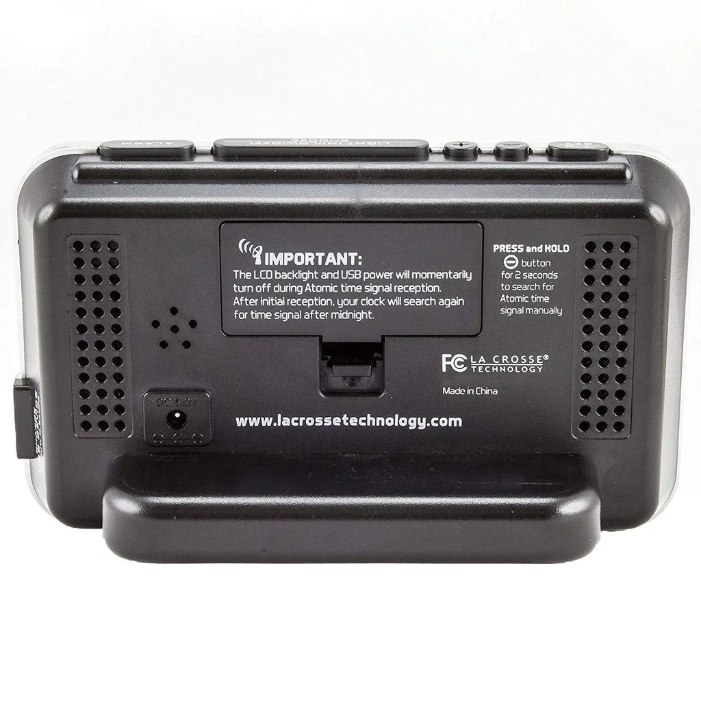 Black Atomic Alarm Clock with USB Charging Port B69196