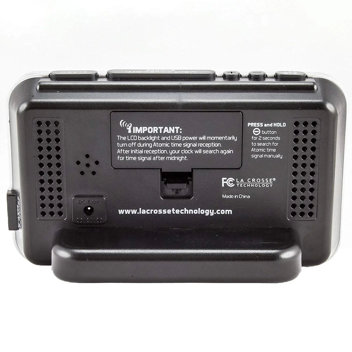 Black Atomic Alarm Clock with USB Charging Port B69196