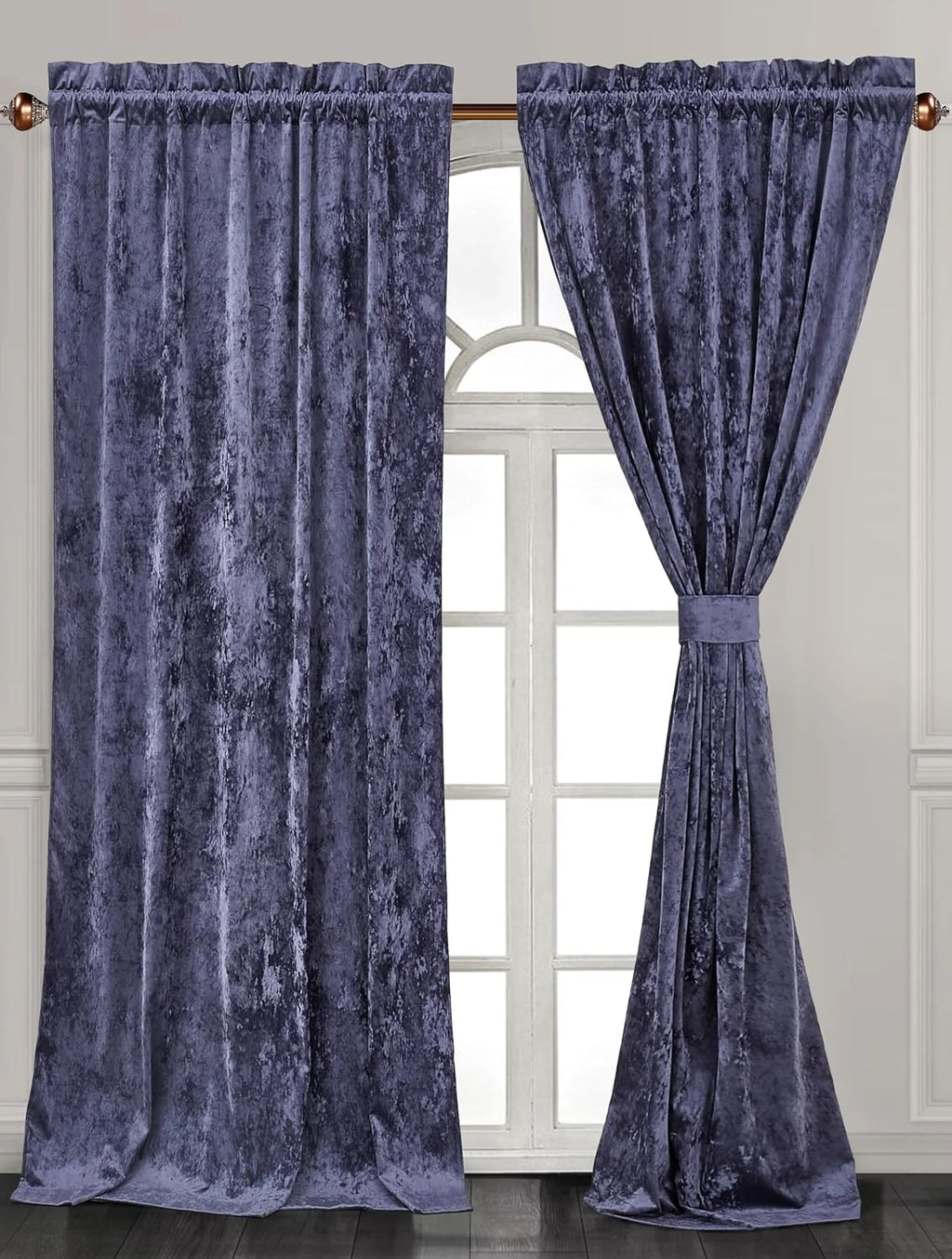 Purple Crushed Velvet Curtains 2 Panel Set 50" W x 84" L O39879