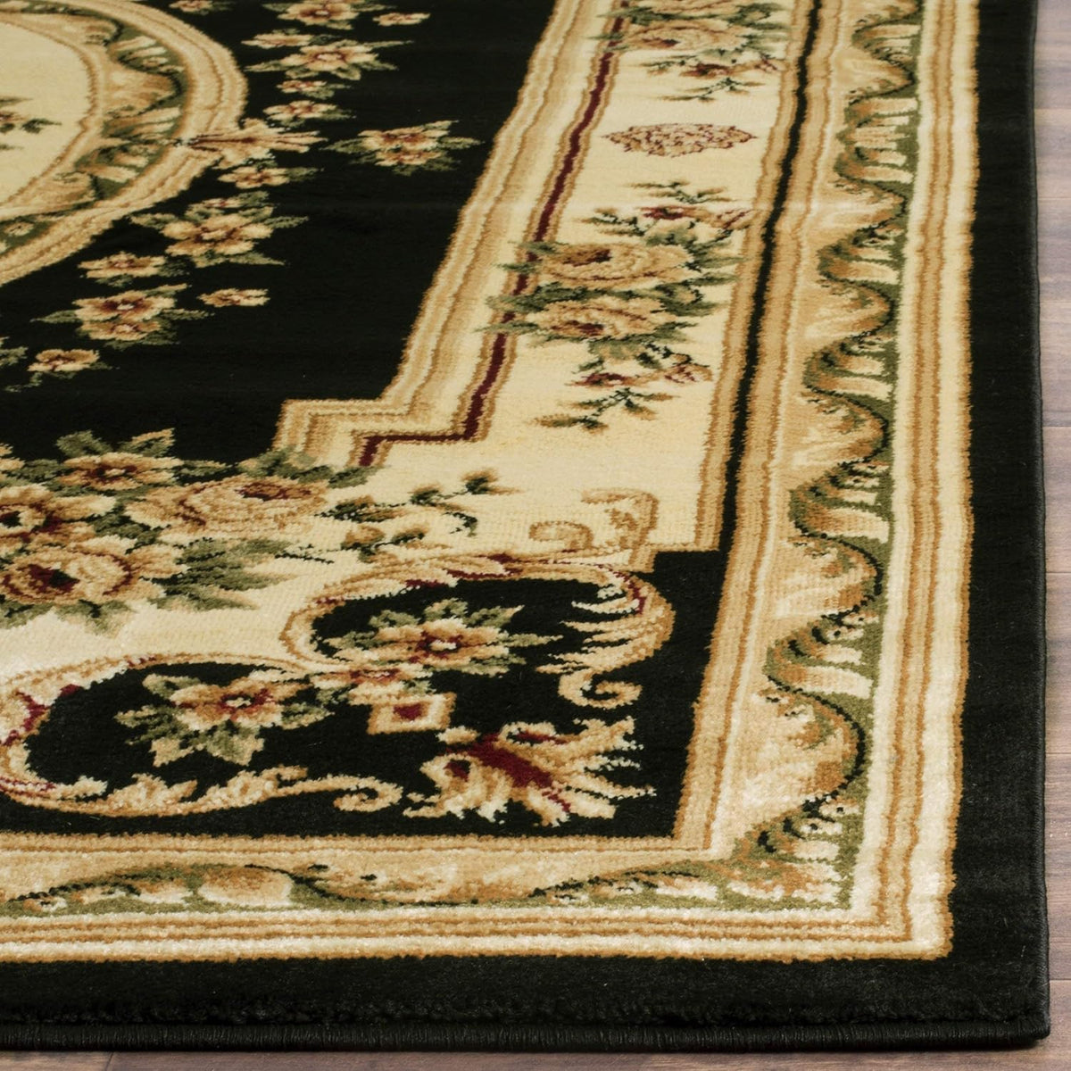 5'3" x 7'6" Black & Ivory Traditional Area Rug N3440