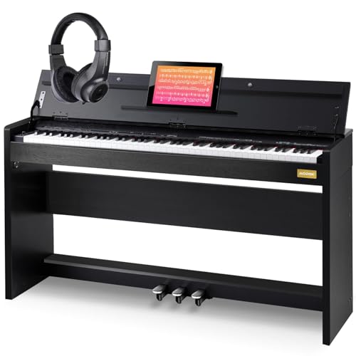 88-Key Weighted Hammer Action Digital Piano with Speakers, Furniture Stand and Triple Pedals V78490