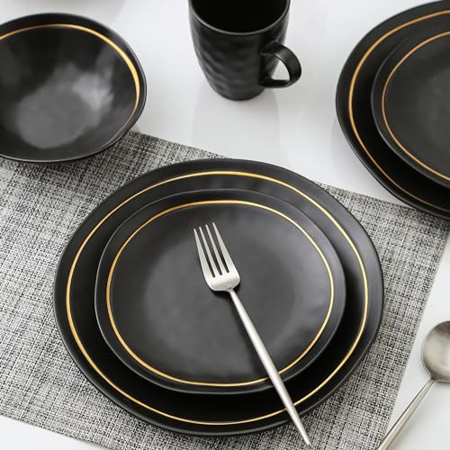 Black Porcelain Dinnerware Set, 16-Piece, Service For 4 D47531