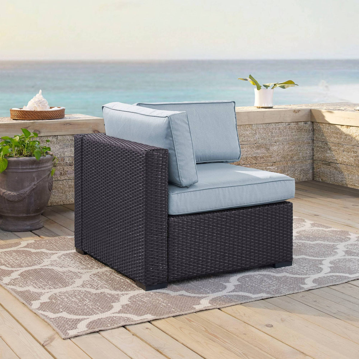 Outdoor Wicker Corner Chair Mist/Brown T48988