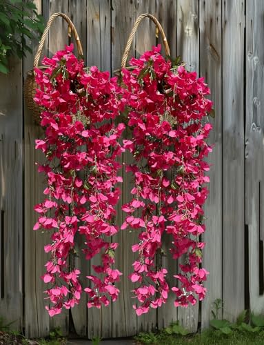 Fuchsia Artificial Silk Hanging Flowers Pack of 2 V83867