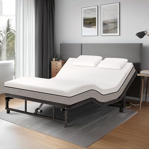 Queen Adjustable Bed Base Frame Black Metal D251