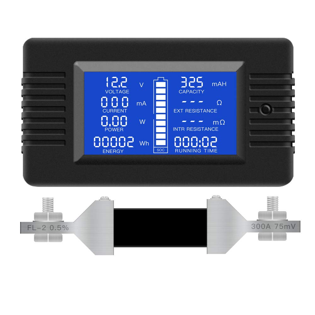 Multifunction Battery Monitor Meter LCD Digital Voltage Current Meter W8703