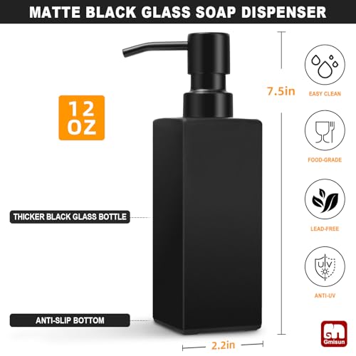Clear Glass Soap Dispenser with Stainless Steel Pump, 12oz W548