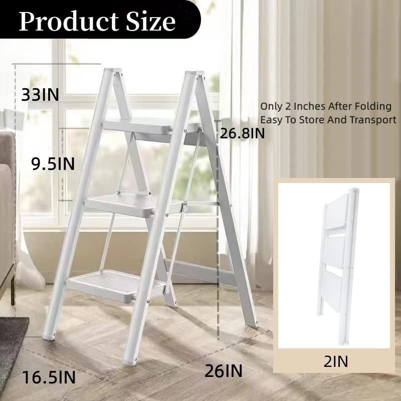 Folding Step Stool with Wide Anti-Slip Pedal, 330lbs Load Capacity E1680