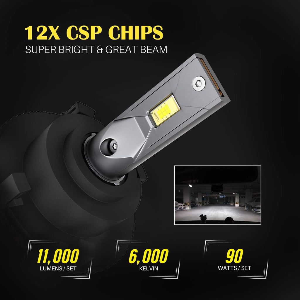 H7 LED Headlight Bulbs with Adapters 2 Pack Q32124