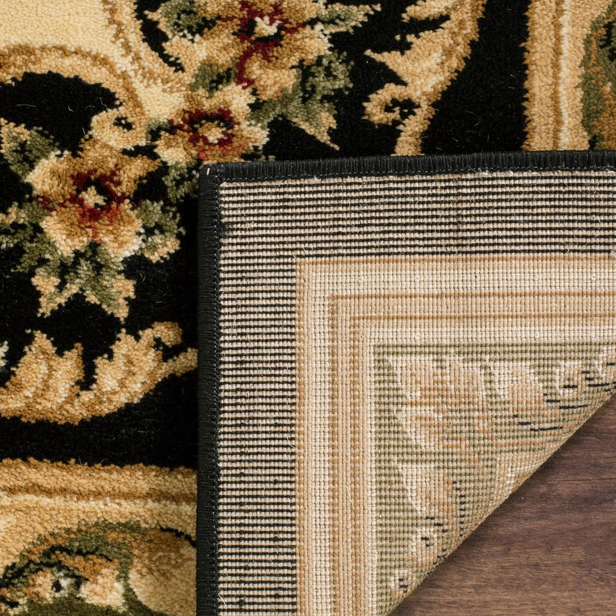 5'3" x 7'6" Black & Ivory Traditional Area Rug N3440