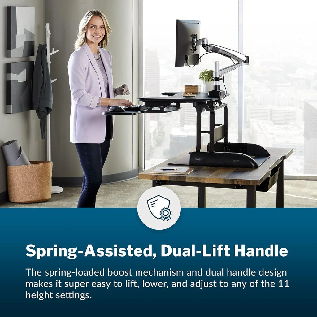 Black Two-Tier Height Adjustable Standing Desk Converter O79013