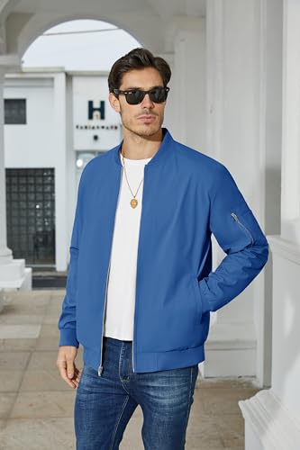 Lightweight Bomber Jacket Windbreaker with 5 Pockets F43092
