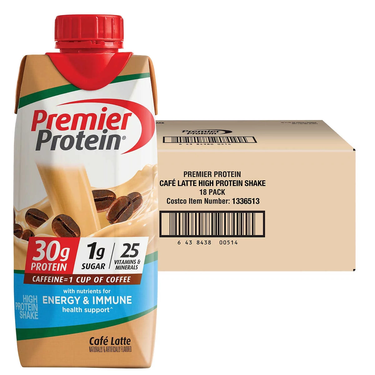 18-pack 11 fl oz Cafe Latte Protein Shakes T62581