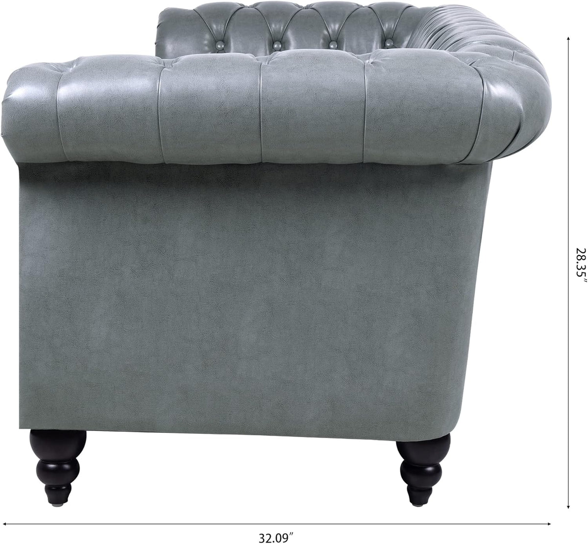 3-Seater PU Leather Chesterfield Sofa with Button Tufted F300434