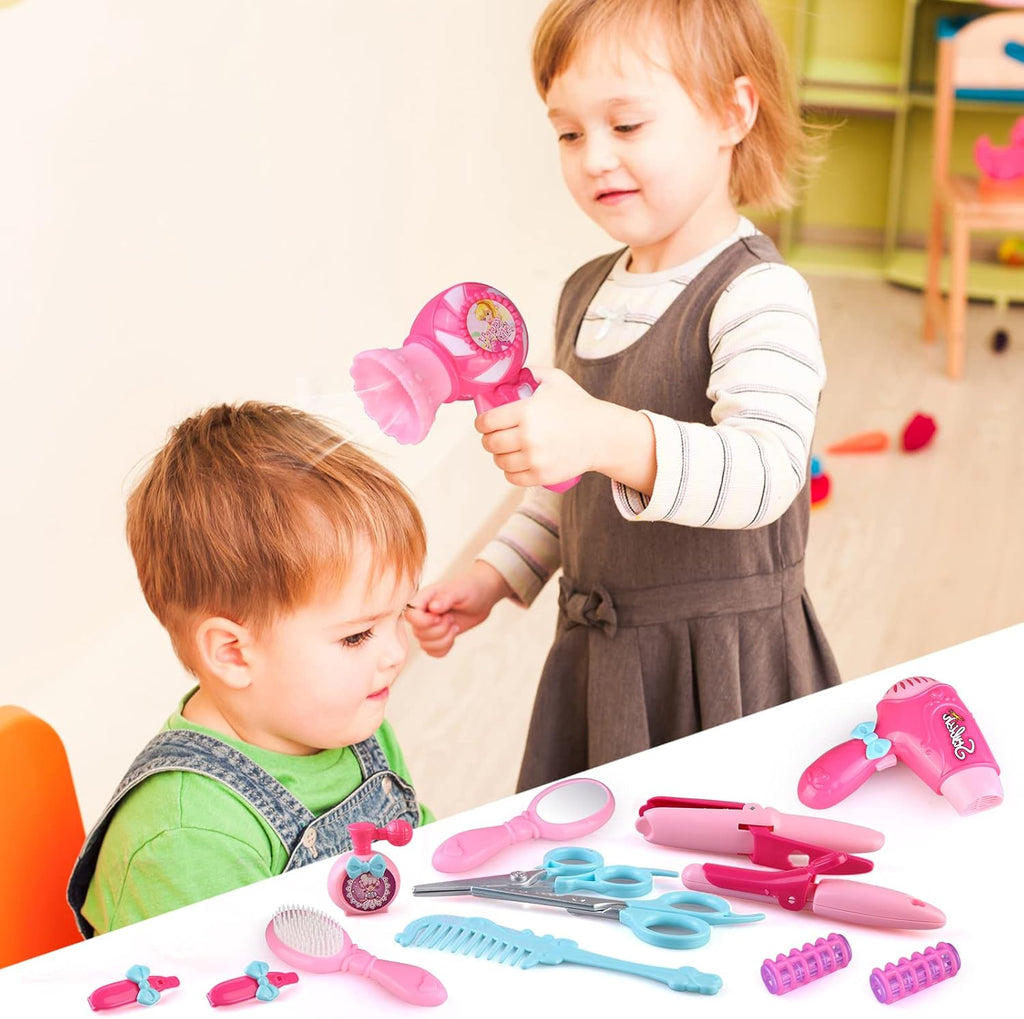 Kids Hair Salon Toy Set with Hair Dryer Hair Curler and Beauty Accessories R3643