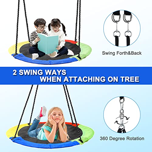 43inch Saucer Tree Swing with A Frame Swing Stand Heavy Duty Metal Frame U651