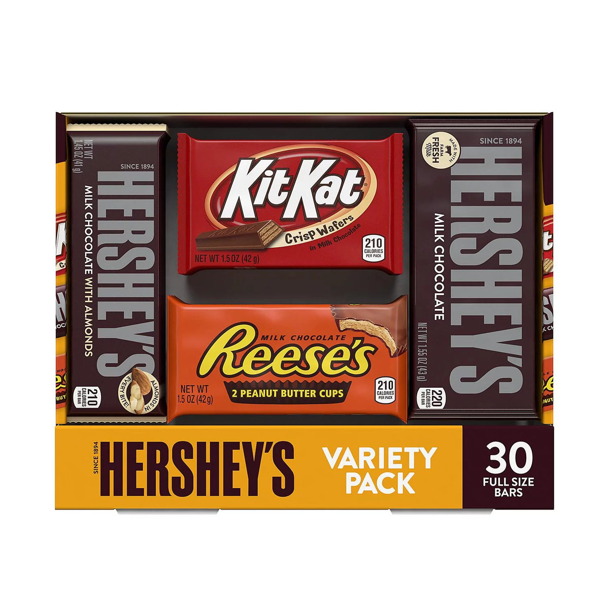 Assorted Chocolate Candy Variety Pack, Milk Chocolate, 30 Piece Count D392
