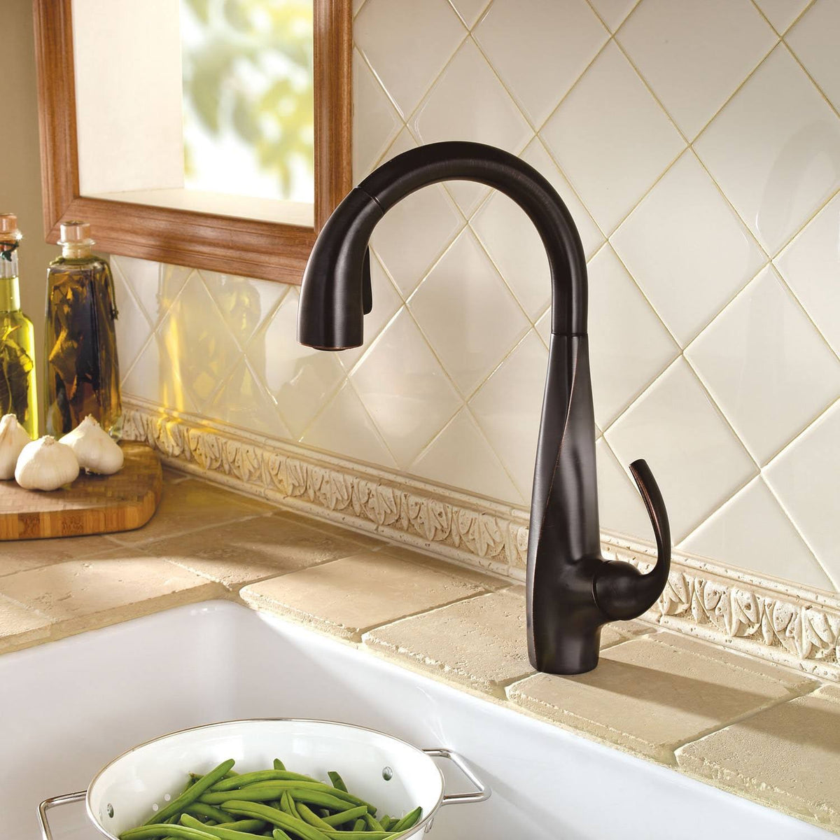 1-Handle Pull-Down Kitchen Faucet Tuscan Bronze Y593